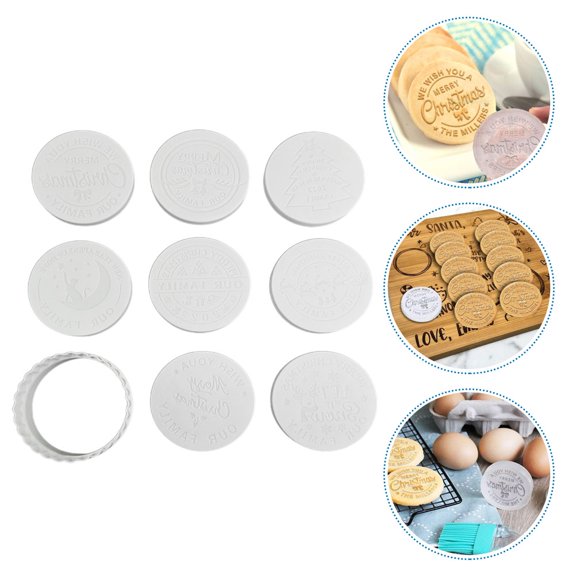 COMPUKAS 9-Piece Cookie Stamp Set for Biscuits, Multipurpose PP Material, Ideal for Holiday Baking and Special Events