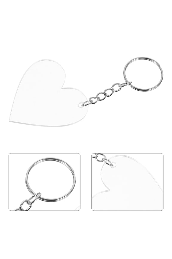 90 Pieces Clear Acrylic Heart Keychain Blanks for Wedding, Party Decorations, Craft Projects and