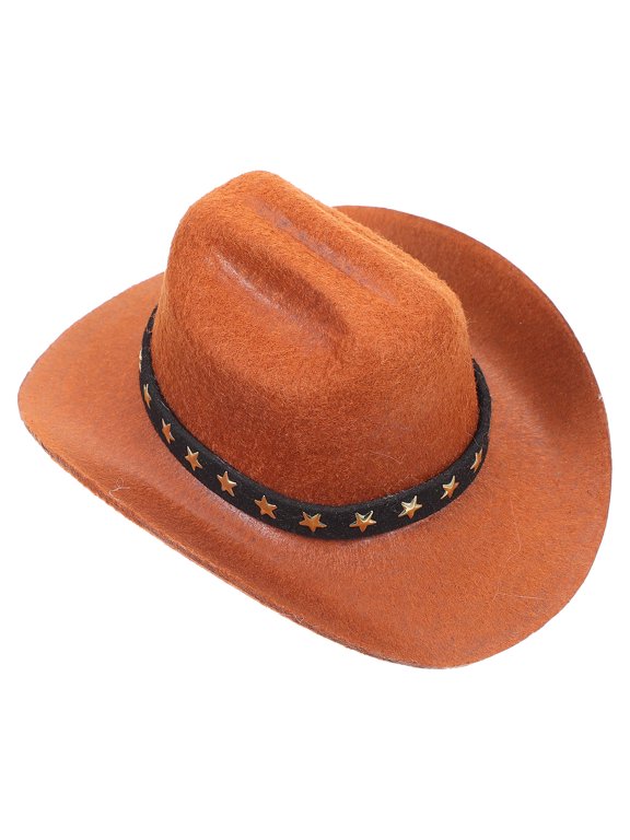 Brown Dog Cowboy Hat Star Pattern Adjustable Pet Cap Comfortable