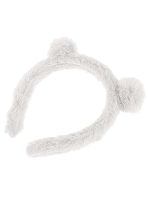 Cute Bear Ears Headband White Plush for Skincare and Fashion