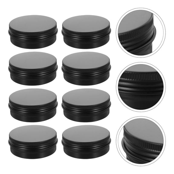 COMPUKAS Black Aluminum Hair Wax Canisters for Home Storage, Practical Tea Gift Containers, Set of 8 Pieces