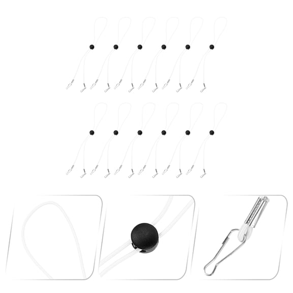 COMPUKAS Practical Mask Holder Rope White Plastic with Metal for Home Use 12Pcs