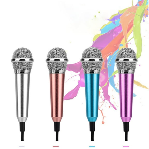 COMPUKAS Back to School 2Pcs Vocal Microphone for Phone Golden Singing Compact