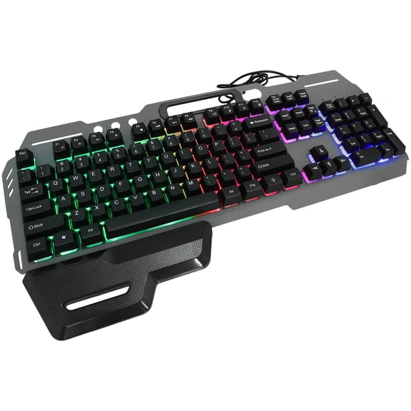 COMPUKAS Full Size 104-Key Black USB Gaming Keyboard Silent Design for PC and Laptop