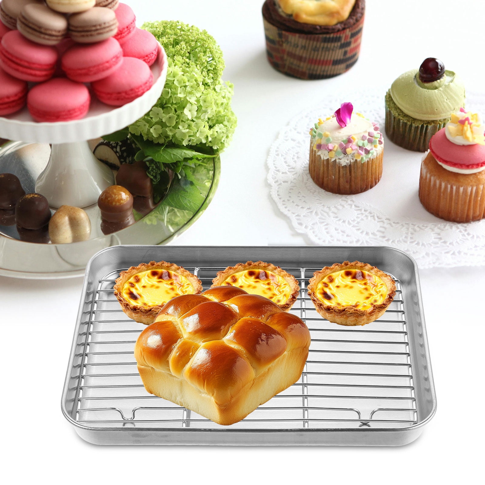Racking Stick COMPUKAS Baking Sheet with Wire Rack, Non-Stick, Stainless Steel ...