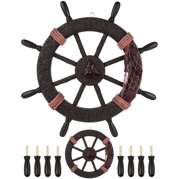 COMPUKAS Beach Nautical Decoration Nautical Wheel Hemp Rope Ornament 1Pcs