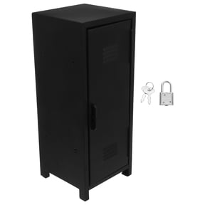 COMPUKAS Black Metal Locker with Lock for Desktop Storage and Secure Personal Items