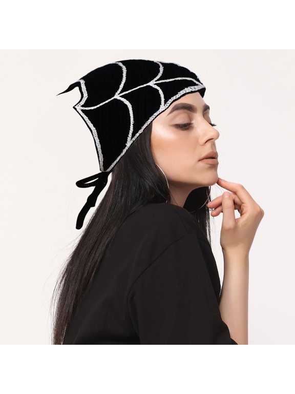 Black Spider Web Head Scarf Tie Bandana Headband Comfortable Breathable for Party Use