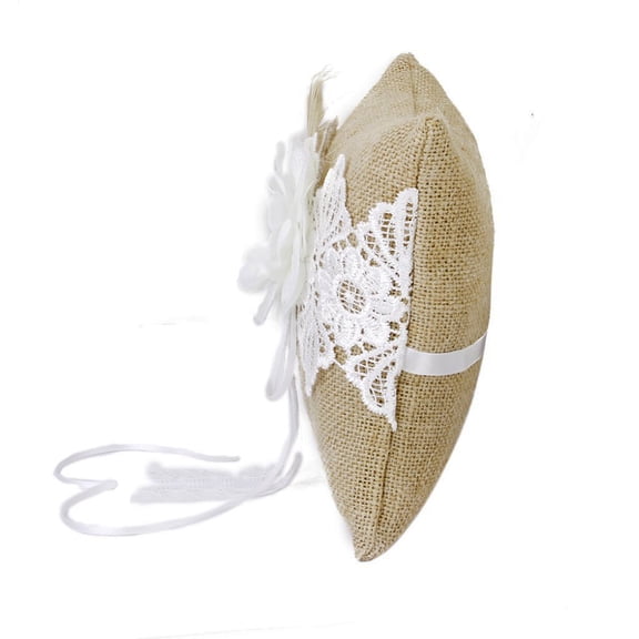 COMPUKAS Compact Jute Ring Pillow with Ribbon Strap for Wedding Ceremonies