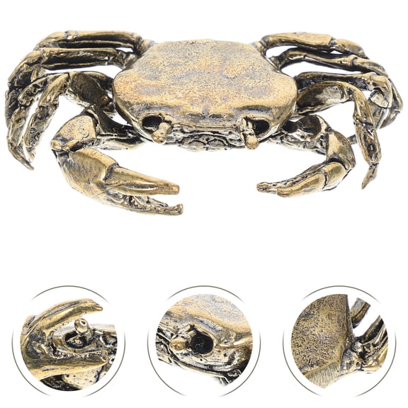 COMPUKAS Small Crab Statue Brass Crab Tea Pet Golden 1Set