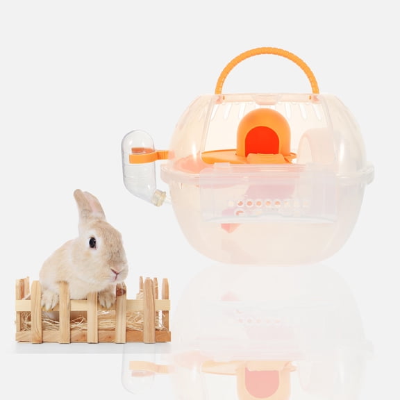 COMPUKAS Breathable Orange Hamster Carrying Box Plastic Cage for Small Pets Travel and Storage