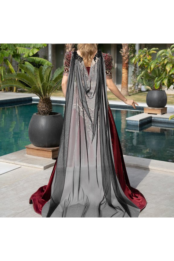Black Mesh Bridal Cape for Wedding Dress, 1 Piece, Perfect for Wedding Photography and Special Occasions