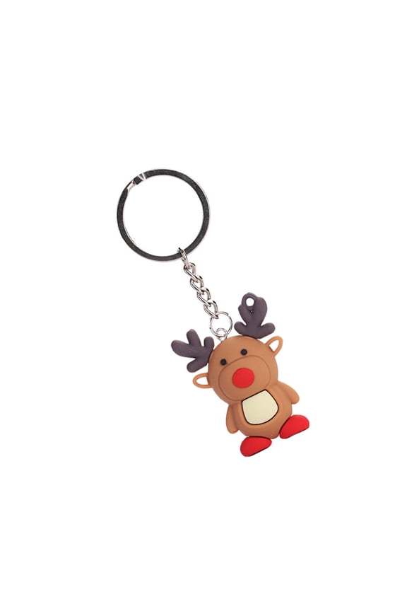 Brown Christmas Deer Keychain Pendant with Durable Material for Car Phone and Bag Decoration