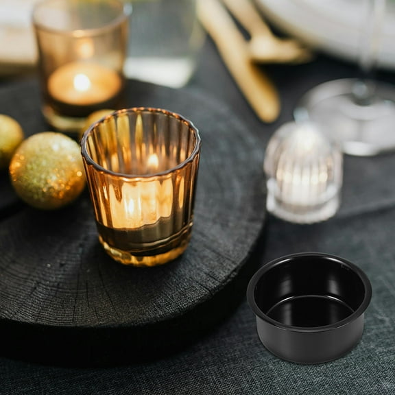 COMPUKAS Candle Coaster Pillar Candle Holder Black Aluminum Modern Decorative for Event Planners 10Set