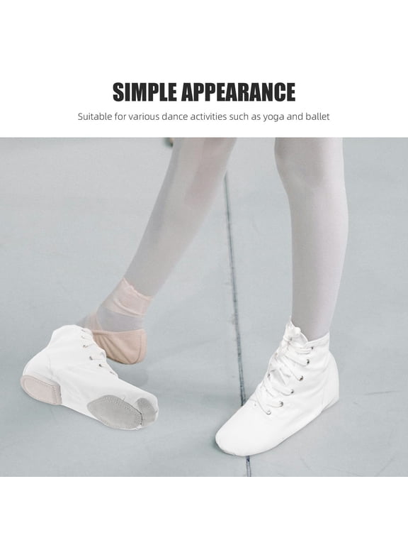 Canvas ce Shoes White High Top Split Sole for Ballet and Yoga