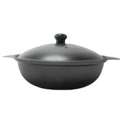 COMPUKAS Black Cast Iron Casserole, Reliable Kitchen Cookware, Double Handles, Easy to Move