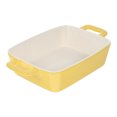 Ceramic Rounded Edge COMPUKAS Ceramic Baking Tray Yellow Round Edges Oven Safe Kitchen ...
