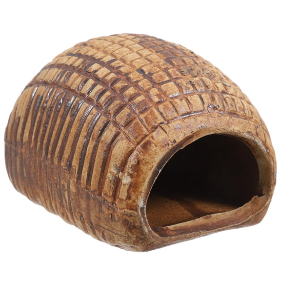 COMPUKAS Ceramic Turtle Basking Platform for Aquariums, Light Brown Cone-Shaped Fish Hideout, 4.5 x 5.5 Inches, Aquarium Decor