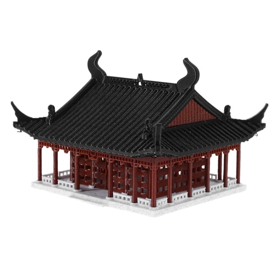 COMPUKAS Chinese Miniature House Model Chinese Architecture Figurine Light Brown 1 Pcs Tabletop Ancient House Decor