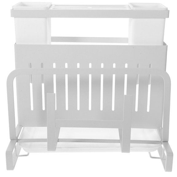 COMPUKAS Clear White Cutter Display Stand for Kitchen Utensils with Transparent Frame Organizer