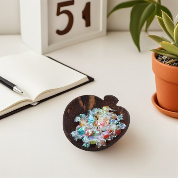 COMPUKAS Versatile Coconut Shell Bowl, Coffee, Ideal for Storage and Organizing Small Items