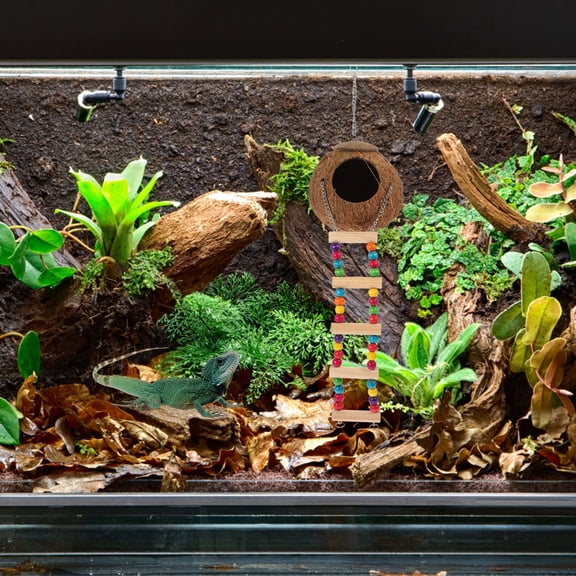COMPUKAS Coconut Shape Pet Housing Hanging Coconut Hide Natural Design 1 Set
