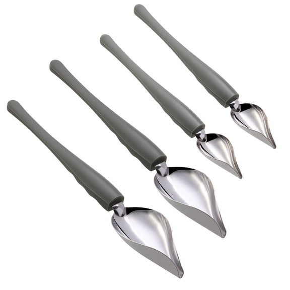 COMPUKAS Stainless Steel Coffee Spoons Set with Stand, 4-Piece Food Decoration Spoons for Chefs, Plating and Dessert Decorating Tools