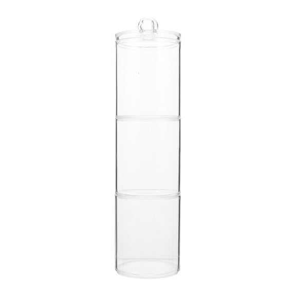 COMPUKAS Cosmetics Storage Box Transparent Plastic Makeup Remover Cotton Holder with Three Layers