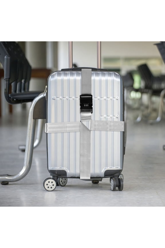 Dark Grey Travel Luggage Belt with Password Lock, Foldable Security Strap for Suitcases and Bags