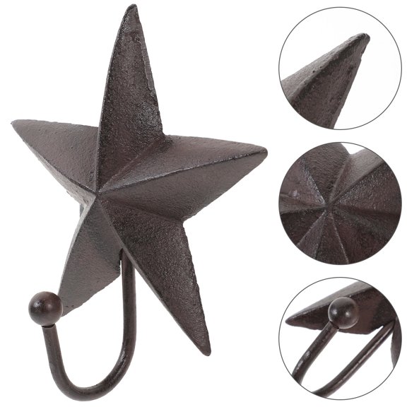 COMPUKAS Cast Iron Star Hook, Black, Perfect for Hanging Coats, Home Decorative