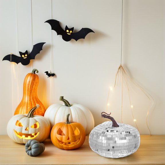 COMPUKAS Desktop Decorative Ornaments Pumpkin Farmhouse Hanging Ornament With Silver Finish For Birthday 1Set