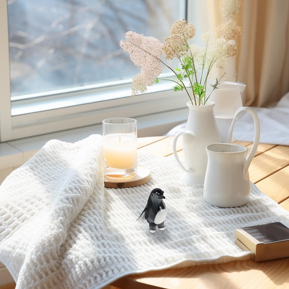 COMPUKAS Crystal Penguin Figurine Grey High-Transparency Material Ideal for Home Decor