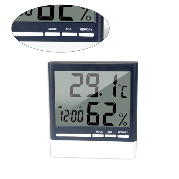 COMPUKAS Accurate Digital Hygrometer, White, Indoor Temperature and Humidity, Large LCD, Real-Time Monitoring
