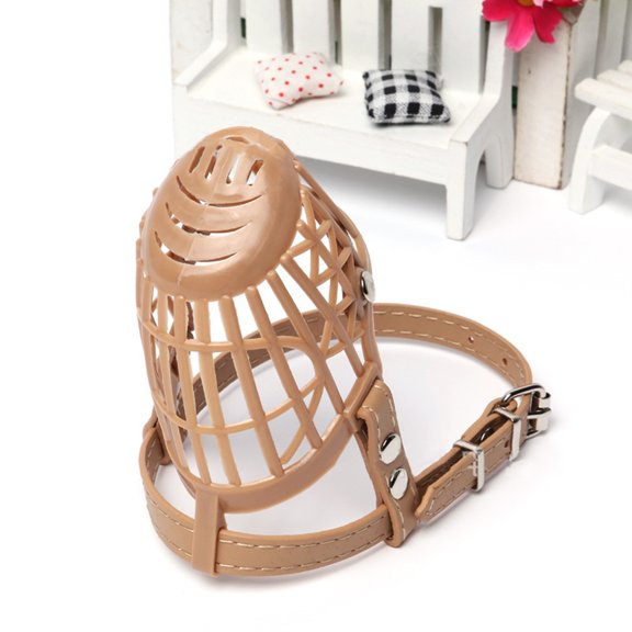 COMPUKAS Dog Muzzle Leash Compatible Light Brown Plastic Basket with Adjustable Strap