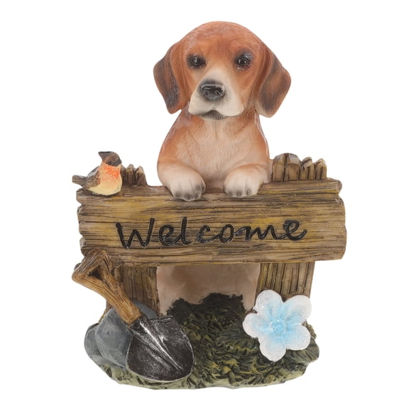 COMPUKAS Dog Statue Garden Resin Multi American Style Decoration 1Pcs