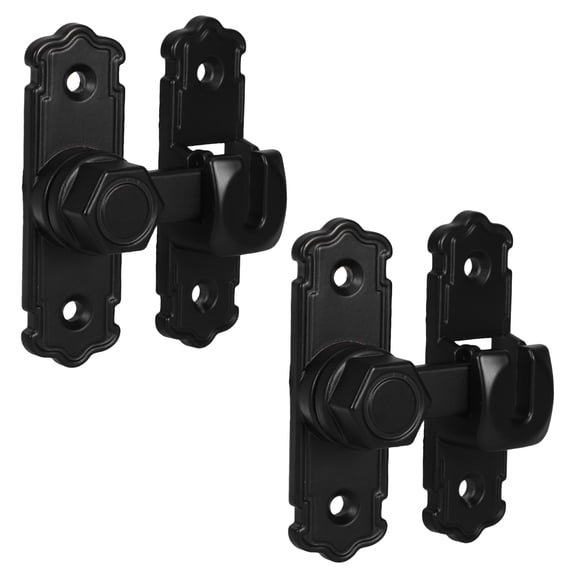 COMPUKAS Black Aluminum Alloy Door Buckle Locks 2-Pack Security Locking Mechanism for Enhanced Home Safety