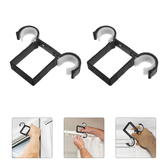COMPUKAS Double Curtain Rod Bracket Dual Rod 2pcs Ceiling Mount Aluminum Alloy