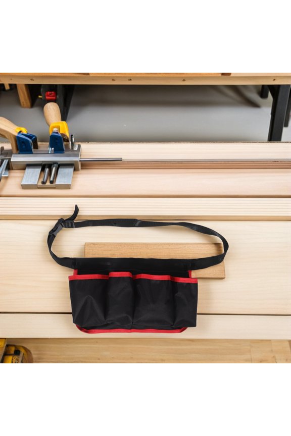 Durable Black Tool Pouch Belt with Extended Zipper Pocket for Efficient Tool Storage