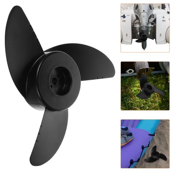COMPUKAS Black Marine Propeller for Fishing Boats, Plastic, 1 Set Replacement Accessory
