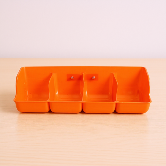 COMPUKAS Durable Orange Mountable Pig Feeder Multi Slots Farm Livestock Feeding Trough Convenient Design