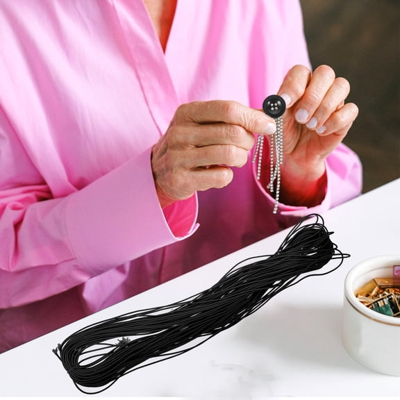 COMPUKAS Elastic String Cord Black Rubber 1Pack For Making Bracelets