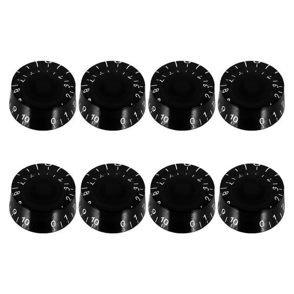 COMPUKAS Set of 8 Black Plastic Bass Guitar Knobs Replacement Parts and Easy to Install