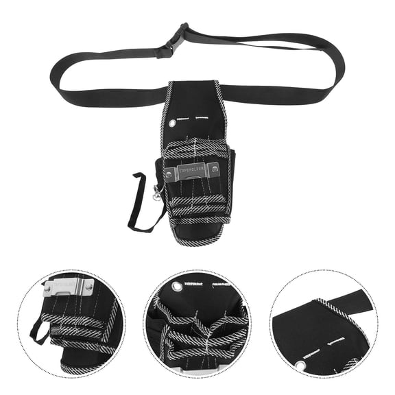 COMPUKAS Electrician Bag Tool Belt Bag Black Canvas Compact Tool Storage for Professionals 1Pcs