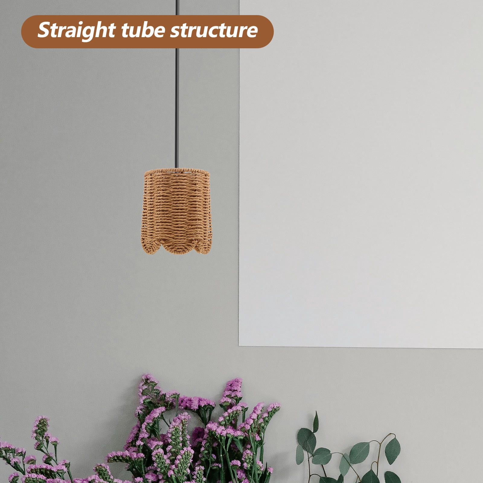 COMPUKAS Brown Scalloped Woven Fabric Shade Handcrafted for Refined ...