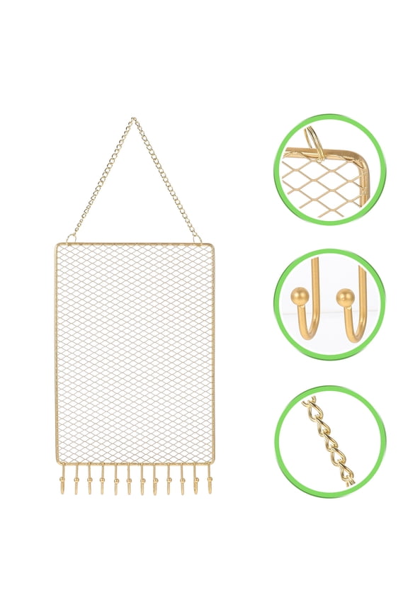 Elegant Golden Iron Hanging Earring Rack Jewelry Wall Organizer for Upscale Display and Storage