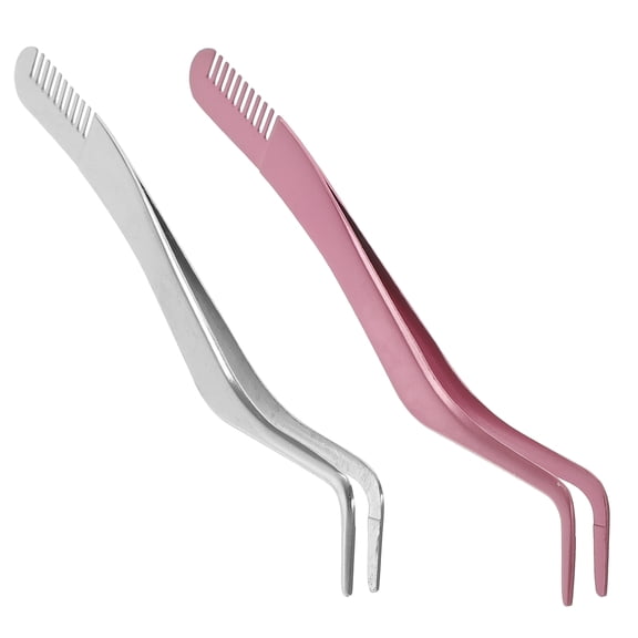 COMPUKAS Eyelash Tweezer 2Pcs Lash Applicator for False Eyelashes Stainless Steel Ergonomic Design