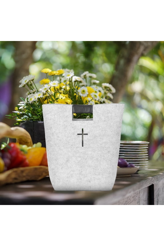 Felt Grocery Tote Bag with Cross Pattern Handle, Ideal for Shopping, Church, Study, and Everyday Use