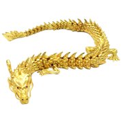 COMPUKAS Exquisitely Crafted Golden Dragon Figurine for Desktop Decor and Enhancing Lucky Ambiance
