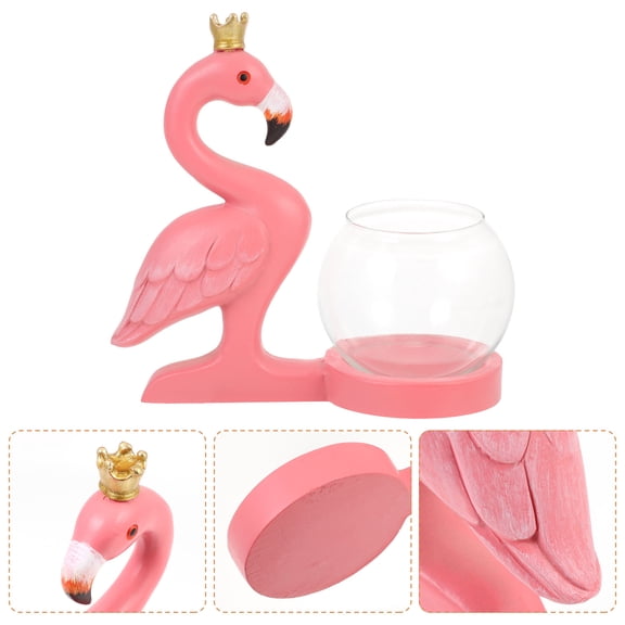 COMPUKAS Flamingo Statue Hydroponics Vase Stylish Desktop Decor for Cafe for Hydroponic Plants Easy to Clean