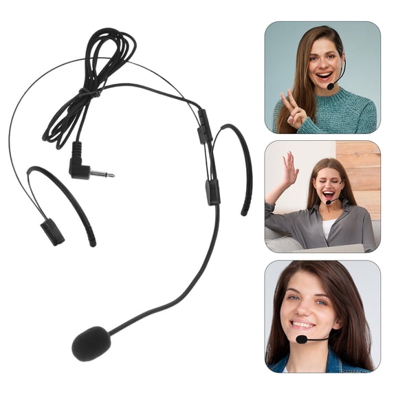 COMPUKAS Flexible Black Headset Microphone for Singing and Speaking with Comfortable Over Ear Fit